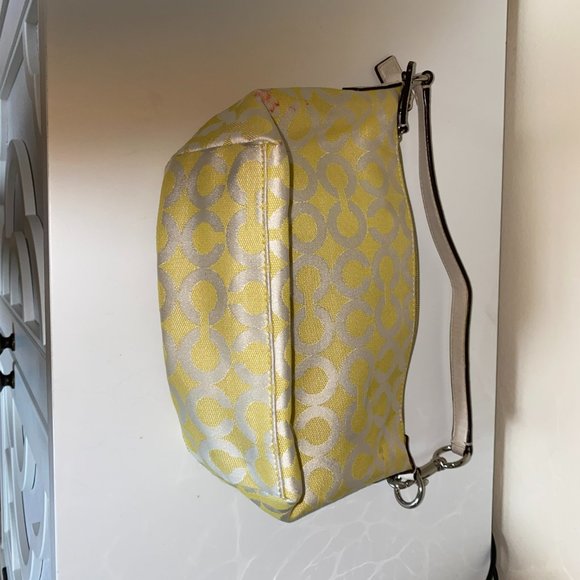 Coach Yellow Ivory Canvas with Leather Authentic Signature Clutch Purse - Picture 3 of 5